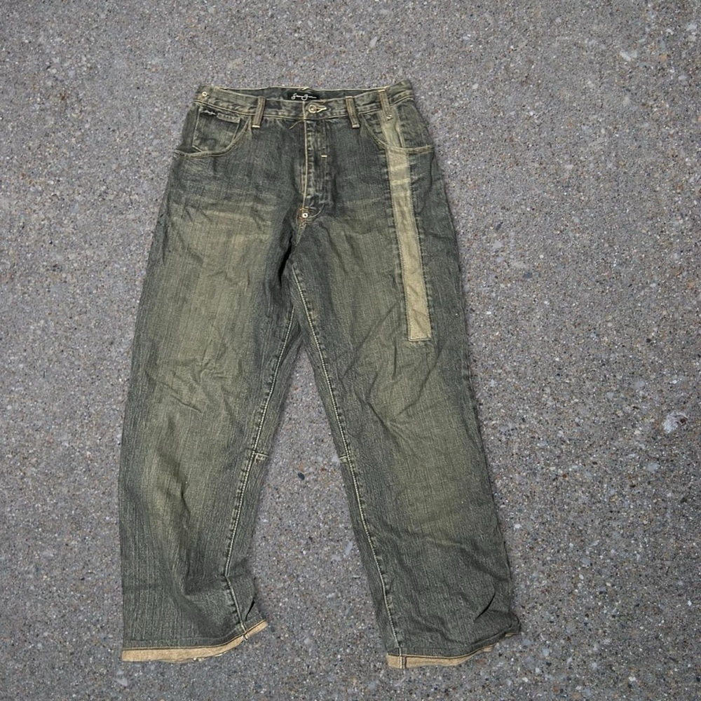 Stylish Green and Tan Jeans